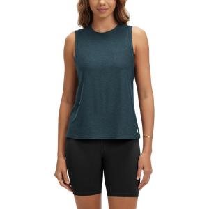 imageODODOS Womens Performance Tank Ultra Soft Stratum Tech Sleeveless Tee Shirts High Crew Neck Pullover TopNavy Heather