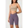 imageODODOS Cloud Feeling Crossover Yoga Shorts with Back Pocket for Women 6quot  8quot V High Wasit Lounge Biker ShortsAsh Violet