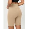 imageODODOS Cloud Feeling Crossover Yoga Shorts with Back Pocket for Women 6quot  8quot V High Wasit Lounge Biker ShortsBeige