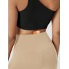 imageODODOS Cloud Feeling Crossover Yoga Shorts with Back Pocket for Women 6quot  8quot V High Wasit Lounge Biker ShortsBeige