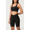 imageODODOS Cloud Feeling Crossover Yoga Shorts with Back Pocket for Women 6quot  8quot V High Wasit Lounge Biker ShortsBlack