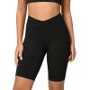 imageODODOS Cloud Feeling Crossover Yoga Shorts with Back Pocket for Women 6quot  8quot V High Wasit Lounge Biker ShortsBlack