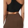 imageODODOS Cloud Feeling Crossover Yoga Shorts with Back Pocket for Women 6quot  8quot V High Wasit Lounge Biker ShortsBrunette