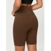 imageODODOS Cloud Feeling Crossover Yoga Shorts with Back Pocket for Women 6quot  8quot V High Wasit Lounge Biker ShortsBrunette