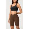imageODODOS Cloud Feeling Crossover Yoga Shorts with Back Pocket for Women 6quot  8quot V High Wasit Lounge Biker ShortsBrunette