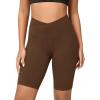 imageODODOS Cloud Feeling Crossover Yoga Shorts with Back Pocket for Women 6quot  8quot V High Wasit Lounge Biker ShortsBrunette
