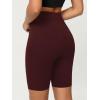 imageODODOS Cloud Feeling Crossover Yoga Shorts with Back Pocket for Women 6quot  8quot V High Wasit Lounge Biker ShortsBurgundy