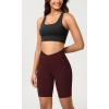 imageODODOS Cloud Feeling Crossover Yoga Shorts with Back Pocket for Women 6quot  8quot V High Wasit Lounge Biker ShortsBurgundy