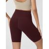 imageODODOS Cloud Feeling Crossover Yoga Shorts with Back Pocket for Women 6quot  8quot V High Wasit Lounge Biker ShortsBurgundy