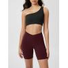 imageODODOS Cloud Feeling Crossover Yoga Shorts with Back Pocket for Women 6quot  8quot V High Wasit Lounge Biker ShortsBurgundy