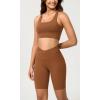 imageODODOS Cloud Feeling Crossover Yoga Shorts with Back Pocket for Women 6quot  8quot V High Wasit Lounge Biker ShortsCaramel