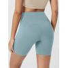imageODODOS Cloud Feeling Crossover Yoga Shorts with Back Pocket for Women 6quot  8quot V High Wasit Lounge Biker ShortsChambray