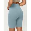 imageODODOS Cloud Feeling Crossover Yoga Shorts with Back Pocket for Women 6quot  8quot V High Wasit Lounge Biker ShortsChambray