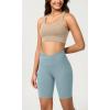 imageODODOS Cloud Feeling Crossover Yoga Shorts with Back Pocket for Women 6quot  8quot V High Wasit Lounge Biker ShortsChambray