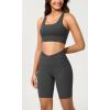 imageODODOS Cloud Feeling Crossover Yoga Shorts with Back Pocket for Women 6quot  8quot V High Wasit Lounge Biker ShortsCharcoal