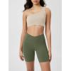 imageODODOS Cloud Feeling Crossover Yoga Shorts with Back Pocket for Women 6quot  8quot V High Wasit Lounge Biker ShortsDark Olive