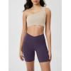 imageODODOS Cloud Feeling Crossover Yoga Shorts with Back Pocket for Women 6quot  8quot V High Wasit Lounge Biker ShortsDark Purple