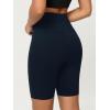 imageODODOS Cloud Feeling Crossover Yoga Shorts with Back Pocket for Women 6quot  8quot V High Wasit Lounge Biker ShortsDeep Navy