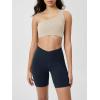 imageODODOS Cloud Feeling Crossover Yoga Shorts with Back Pocket for Women 6quot  8quot V High Wasit Lounge Biker ShortsDeep Navy