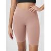 imageODODOS Cloud Feeling Crossover Yoga Shorts with Back Pocket for Women 6quot  8quot V High Wasit Lounge Biker ShortsDusty Pink