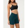 imageODODOS Cloud Feeling Crossover Yoga Shorts with Back Pocket for Women 6quot  8quot V High Wasit Lounge Biker ShortsForest Teal