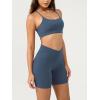 imageODODOS Cloud Feeling Crossover Yoga Shorts with Back Pocket for Women 6quot  8quot V High Wasit Lounge Biker ShortsInk Blue