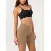 imageODODOS Cloud Feeling Crossover Yoga Shorts with Back Pocket for Women 6quot  8quot V High Wasit Lounge Biker ShortsLight Brown