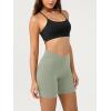 imageODODOS Cloud Feeling Crossover Yoga Shorts with Back Pocket for Women 6quot  8quot V High Wasit Lounge Biker ShortsLime Stone