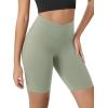 imageODODOS Cloud Feeling Crossover Yoga Shorts with Back Pocket for Women 6quot  8quot V High Wasit Lounge Biker ShortsLime Stone