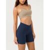imageODODOS Cloud Feeling Crossover Yoga Shorts with Back Pocket for Women 6quot  8quot V High Wasit Lounge Biker ShortsNavy
