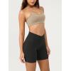 imageODODOS Cloud Feeling Crossover Yoga Shorts with Back Pocket for Women 6quot  8quot V High Wasit Lounge Biker ShortsOnyx Black Grey
