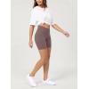 imageODODOS Cloud Feeling Crossover Yoga Shorts with Back Pocket for Women 6quot  8quot V High Wasit Lounge Biker ShortsPurple Taupe