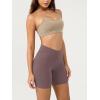 imageODODOS Cloud Feeling Crossover Yoga Shorts with Back Pocket for Women 6quot  8quot V High Wasit Lounge Biker ShortsPurple Taupe