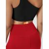 imageODODOS Cloud Feeling Crossover Yoga Shorts with Back Pocket for Women 6quot  8quot V High Wasit Lounge Biker ShortsRed