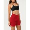 imageODODOS Cloud Feeling Crossover Yoga Shorts with Back Pocket for Women 6quot  8quot V High Wasit Lounge Biker ShortsRed