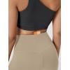 imageODODOS Cloud Feeling Crossover Yoga Shorts with Back Pocket for Women 6quot  8quot V High Wasit Lounge Biker ShortsShaker Beige