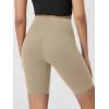 imageODODOS Cloud Feeling Crossover Yoga Shorts with Back Pocket for Women 6quot  8quot V High Wasit Lounge Biker ShortsShaker Beige
