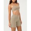 imageODODOS Cloud Feeling Crossover Yoga Shorts with Back Pocket for Women 6quot  8quot V High Wasit Lounge Biker ShortsShaker Beige