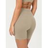 imageODODOS Cloud Feeling Crossover Yoga Shorts with Back Pocket for Women 6quot  8quot V High Wasit Lounge Biker ShortsShaker Beige