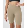 imageODODOS Cloud Feeling Crossover Yoga Shorts with Back Pocket for Women 6quot  8quot V High Wasit Lounge Biker ShortsShaker Beige