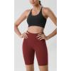 imageODODOS Tummy Control Compression Shorts for Women 4quot  6quot  8quot  10quot High Waist Workout Biker Shorts with Inner PocketBrick Red