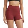 imageODODOS Tummy Control Compression Shorts for Women 4quot  6quot  8quot  10quot High Waist Workout Biker Shorts with Inner PocketBrick Red