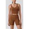 imageODODOS Tummy Control Compression Shorts for Women 4quot  6quot  8quot  10quot High Waist Workout Biker Shorts with Inner PocketCaramel