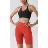 imageODODOS Tummy Control Compression Shorts for Women 4quot  6quot  8quot  10quot High Waist Workout Biker Shorts with Inner PocketOrange Red