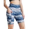 imageODODOS Womens Tummy Control Biker Shorts 20 with Pockets High Waist Athletic Workout Yoga Shorts35 5quot 8quot  10quot InseamBlue Waves