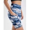 imageODODOS Womens Tummy Control Biker Shorts 20 with Pockets High Waist Athletic Workout Yoga Shorts35 5quot 8quot  10quot InseamBlue Waves