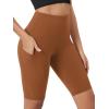 imageODODOS Womens Tummy Control Biker Shorts 20 with Pockets High Waist Athletic Workout Yoga Shorts35 5quot 8quot  10quot InseamCaramel