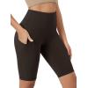 imageODODOS Womens Tummy Control Biker Shorts 20 with Pockets High Waist Athletic Workout Yoga Shorts35 5quot 8quot  10quot InseamDark Brown