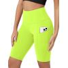 imageODODOS Womens Tummy Control Biker Shorts 20 with Pockets High Waist Athletic Workout Yoga Shorts35 5quot 8quot  10quot InseamNeon Green Yellow