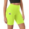 imageODODOS Womens Tummy Control Biker Shorts 20 with Pockets High Waist Athletic Workout Yoga Shorts35 5quot 8quot  10quot InseamNeon Green Yellow